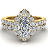 Marquise Cut Halo Diamond Wedding Ring Set 1.25 ctw 14K Gold-G,SI - Yellow Gold