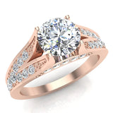Solitaire Diamond Four Pronged Tapered Shank Wedding Ring 18K Gold-G,VS - Rose Gold