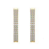 26mm Dual Row Inside out Diamond Hoop Earrings 1.85 ct 14k Gold-G,SI - Yellow Gold
