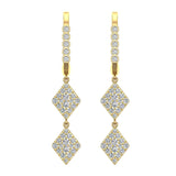 Kite Diamond Dangle Earrings Dainty Drop Style 18K Gold 1.14 ct-G,VS - Yellow Gold