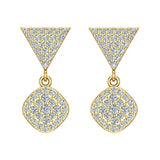 Cushion Diamond Dangle Earrings 18K Gold 0.80 ct-G,VS - Yellow Gold
