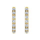 Oval Shaped Diamond Huggies Style Hoop Earrings 14K Gold-G,SI - Yellow Gold