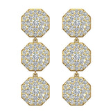1.28 ct Hexagon Diamond Chandelier Earring Waterfall Style 14K Gold-G,SI - Yellow Gold
