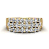 Statement Diamond Rings three rows fashion band 18K Gold 0.92 ct-G,VS - Yellow Gold