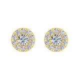 Halo Cluster Diamond Earrings 0.77 ctw 14K Gold (G,SI) - Yellow Gold