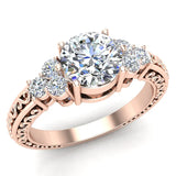 0.96 Carat Vintage Wedding Ring 14K Gold (G,I1) - Rose Gold