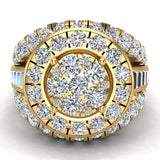2.50 ct tw Cluster Diamond Wedding Ring Set with Bands 14K Gold Glitz Design (I,I1) - Yellow Gold