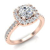 Ravishing Round Cushion Halo Diamond Wedding Ring 1.15 ctw 14K Gold (I,I1) - Rose Gold