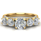 1.94 Ct Five Stone Diamond Wedding Ring 18K Gold (G,VS) - Yellow Gold