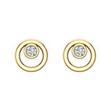 Diamond Earrings Circle Shape Studs Bezel Settings 10K Gold-J,SI2-I1 - Yellow Gold