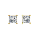 Diamond Earrings for Women Men Princess Cut 14K Gold Ear stud-G,I1 - Yellow Gold