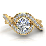 1.00 ct Intertwined Diamond Engagement Ring Twisted Shank 14K Gold-SI - Yellow Gold