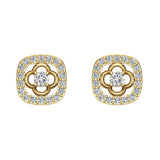 14K Gold Diamond Stud Earrings Cushion Shape 0.67 carat-G,SI - Yellow Gold