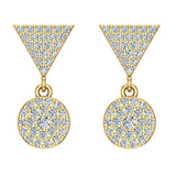 Circle Diamond Dangle Earrings 14K Gold-G,SI - Yellow Gold