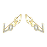 0.50 Ct Love vines Ear Climbers Earrings 14k Gold-G,SI - Yellow Gold