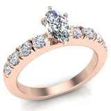 Engagement Rings for Women Marquise Cut 14K Gold 1.00 ct GIA - Rose Gold