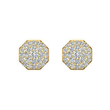 Neolithic Hexagon Pave Diamond Stud Earrings 1/2 ct 14K Gold-G,SI - Yellow Gold
