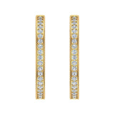 14K Hoop Earrings 33mm Diamond Line Setting Click-in Lock 2.28 ct-I,I1 - Yellow Gold