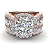 Moissanite Wedding Ring Set for Women Halo Ring 7.05 carat 18K Gold-VS - Rose Gold