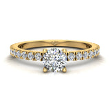Exquisite French Pave Set Round Diamond Engagement Ring 14K Gold 0.75 ct-G,SI - Yellow Gold