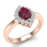 January Birthstone Garnet Marquise 14K Gold Diamond Ring 1.00 ct tw - Rose Gold
