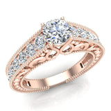 1.37 Ct Vintage Setting Diamond Engagement Ring 14K Gold (G,SI) - Rose Gold