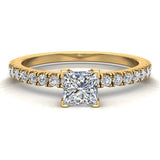 Petite Engagement Rings for Women Princess Diamond 18K Gold 0.65 ct-SI - Yellow Gold