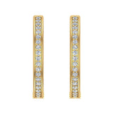 18K Hoop Earrings 26mm Diamond Line Setting Click-in Lock 0.60 ct-G,VS - Yellow Gold