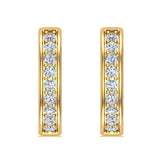 18K Hoop Earrings 18mm Diamond Line Setting Click-in Lock 0.90 ct-VS - Yellow Gold