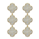 Clover Diamond Chandelier Earrings Waterfall Style 14K Gold Glitz Design-I,I1 - Yellow Gold