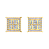 Square Cube Diamond Studded Earrings 14K Gold-G,SI - Yellow Gold