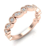 Stacking Circle & Marquee designer Milgrain Diamond Wedding Band 0.22 Ctw 18K solid Gold (G,SI) - Rose Gold