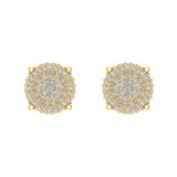 Diamond Cluster Earrings Round Cut Diamond Studs 14K Gold 0.50 ct-I,I1 - Yellow Gold