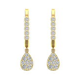 Tear-Drop Diamond Dangle Earrings Dainty Drop Style 14K Gold 0.65 ct-I,I1 - Yellow Gold