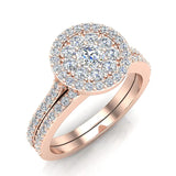 0.88 ct Illusion Solitaire Diamond Wedding Ring Set 18K Gold (G,VS) - Rose Gold