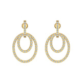 Intertwined Circles Loop Diamond Chandelier Earrings 14K Gold 1.53 ct-G,SI - Yellow Gold