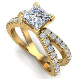 Princess cut Diamond Engagement Rings 18K Gold Split Shank 1.75 cttw - Yellow Gold