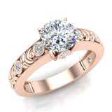 Solitaire Diamond Engagement Ring Women GIA Round Brilliant 14K Gold 1.35 ct G-SI - Rose Gold