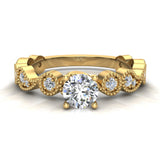 Designer Paisley Round Diamond Engagement Ring 18K Gold 0.67 ct VS - Yellow Gold