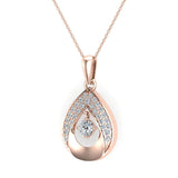 14K Gold Necklace Dainty Diamond Studded Tear-drop Style 0.27 ct-I,I1 - Rose Gold