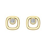 Diamond Earrings Cushion shaped 10K Gold Stud Earrings Bezel 0.10 carat-J,SI2-I1 - Yellow Gold