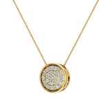 18K Gold Necklace Button Dainty Button Style Pendant 0.50 ctw-G,VS - Yellow Gold
