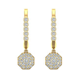 Octagon Diamond Dangle Earrings Drop Style 14K Gold 1.20 ctw-G,SI - Yellow Gold