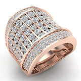 4.32 Ct Crossover Diamond Dome Ring 14K Gold (I,I1) - Rose Gold