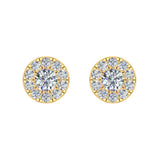 Halo Cluster Diamond Earrings 0.55 ct 18K Gold-G,VS - Yellow Gold
