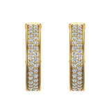 19.63 mm Diameter Dual row Pave Set Diamond Hoop Earrings 1.50 ct 14K Gold-G,SI - Yellow Gold