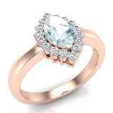 December Birthstone Blue Topaz Marquise 14K Gold Diamond Ring 1.00 ct tw - Rose Gold