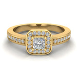 Princess Cut Diamond Ring Promise Style Petite Cushion Halo 14K Gold 0.39 ctw (G,I1) - Yellow Gold