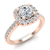 Ravishing Round Cushion Halo Diamond Wedding Ring 1.15 ctw 18K Gold (G,SI) - Rose Gold