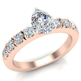 GIA Pear brilliant solitaire diamond engagement rings 14K 1.20 ctw - Rose Gold